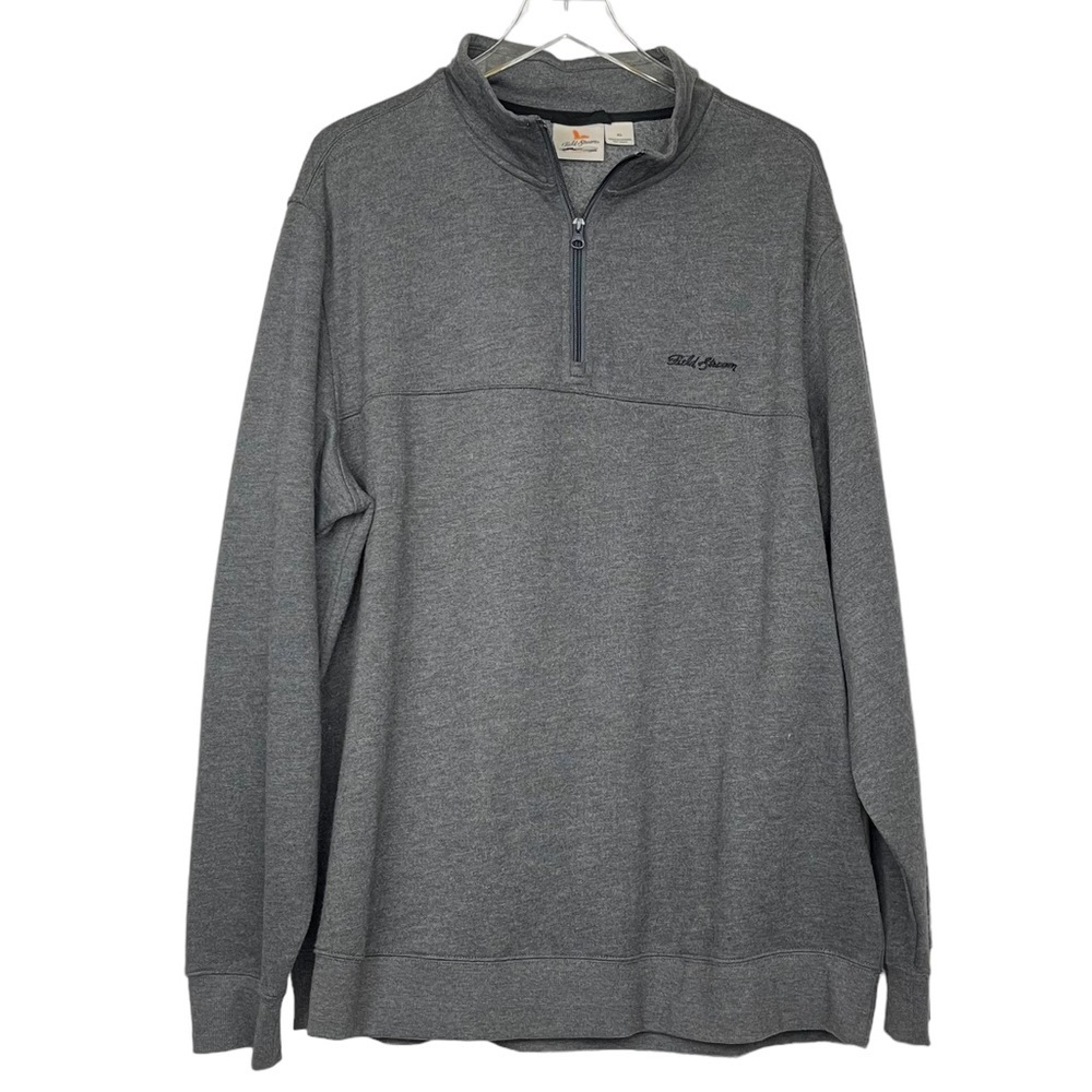 Field‎ & Stream Shirt Mens XL Grey 1/4 Zip Sweatshirt Cotton Blend Embroidered
